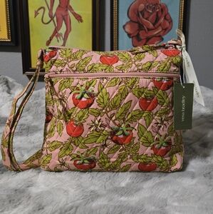 New Vera Bradley Tomato Vines Zip Hipster Crossbody Bag Purse